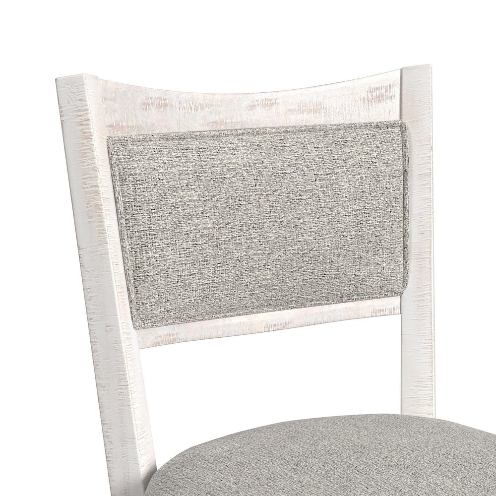 Rogen Rustic Swivel Bar Stool with Grey Fabric in Rustic White (2 Per Carton). Picture 5