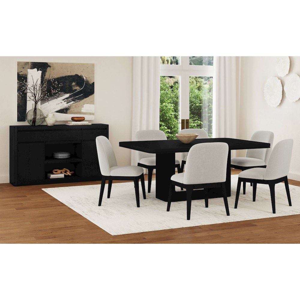 Camelot 7PC Standard Height Dining Set in Black-Table and Six Chairs. Picture 2