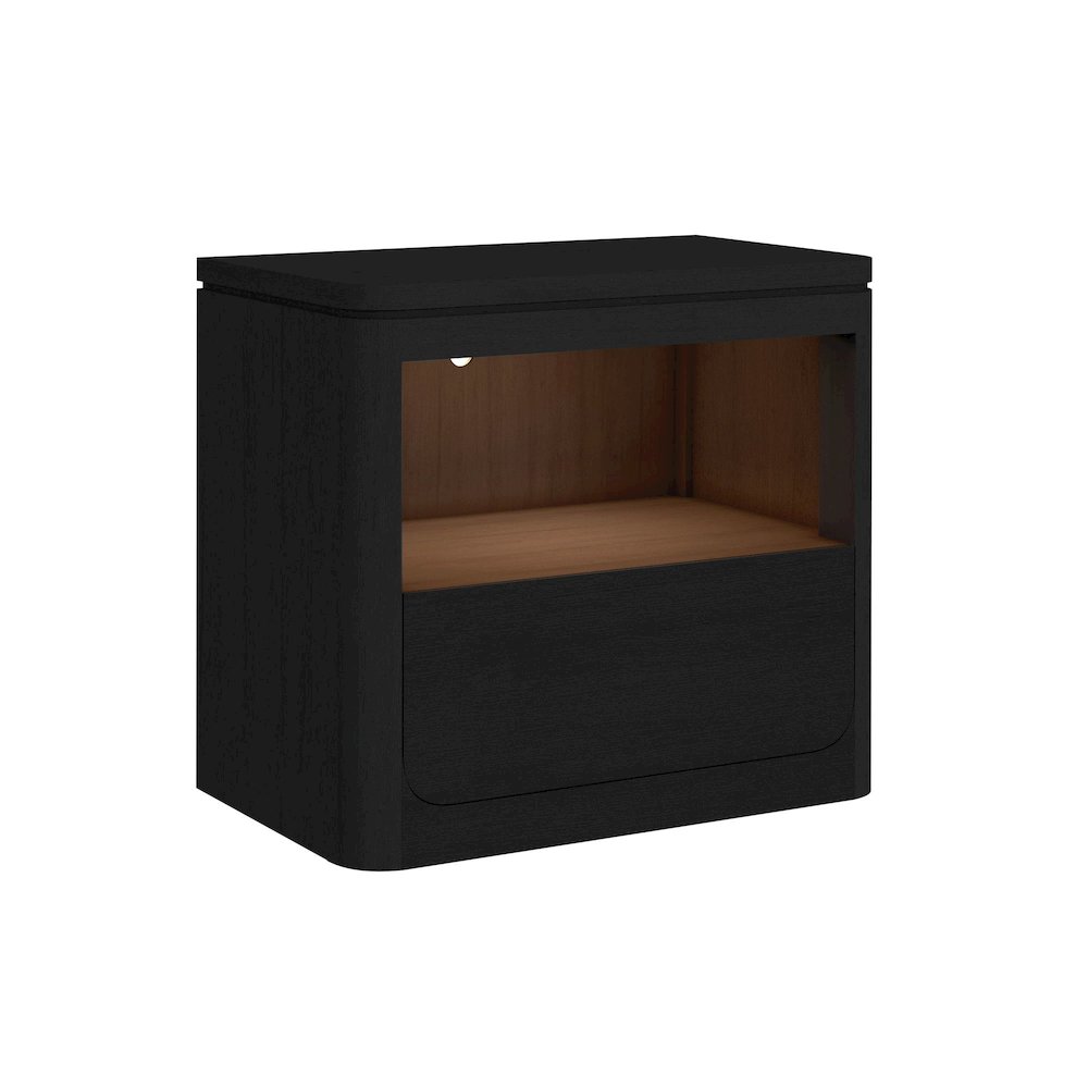 Camelot Nightstand with USB and LED in Black. Picture 1