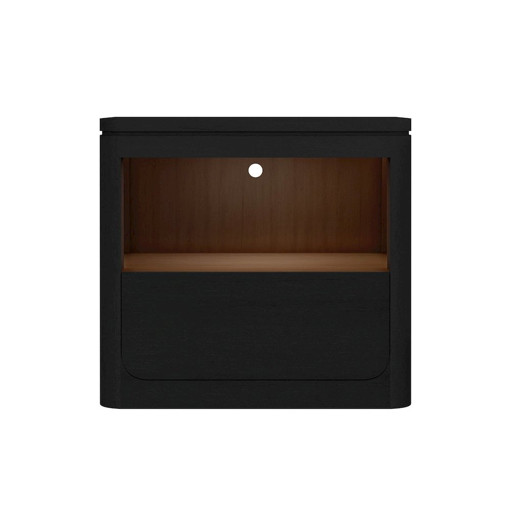 Camelot Nightstand with USB and LED in Black. Picture 3