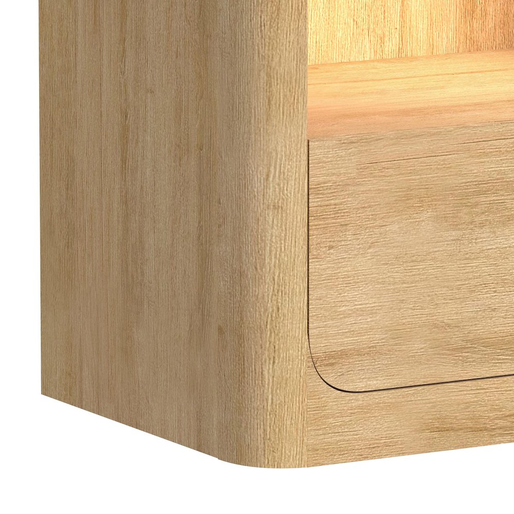 Camelot Nightstand with USB & LED in Natural. Picture 5