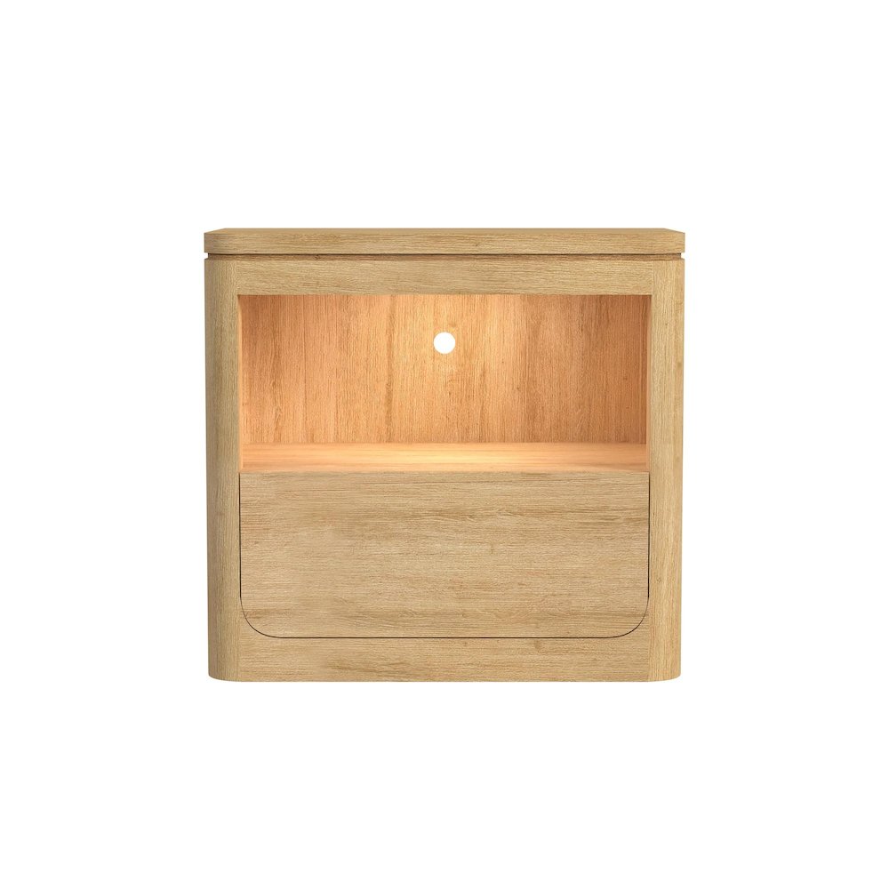 Camelot Nightstand with USB & LED in Natural. Picture 3
