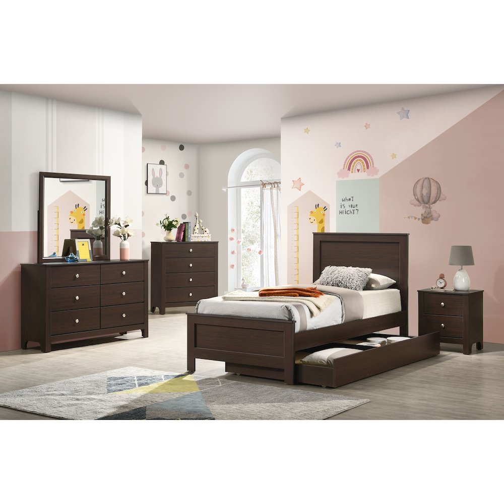 Santino Twin Panel Bed in Espresso. Picture 4