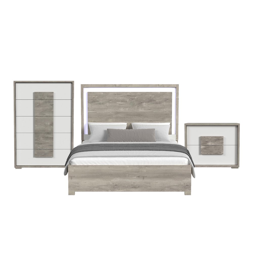 San Matteo King 3PC Bedroom Set with LED in Dual Tone. Picture 1