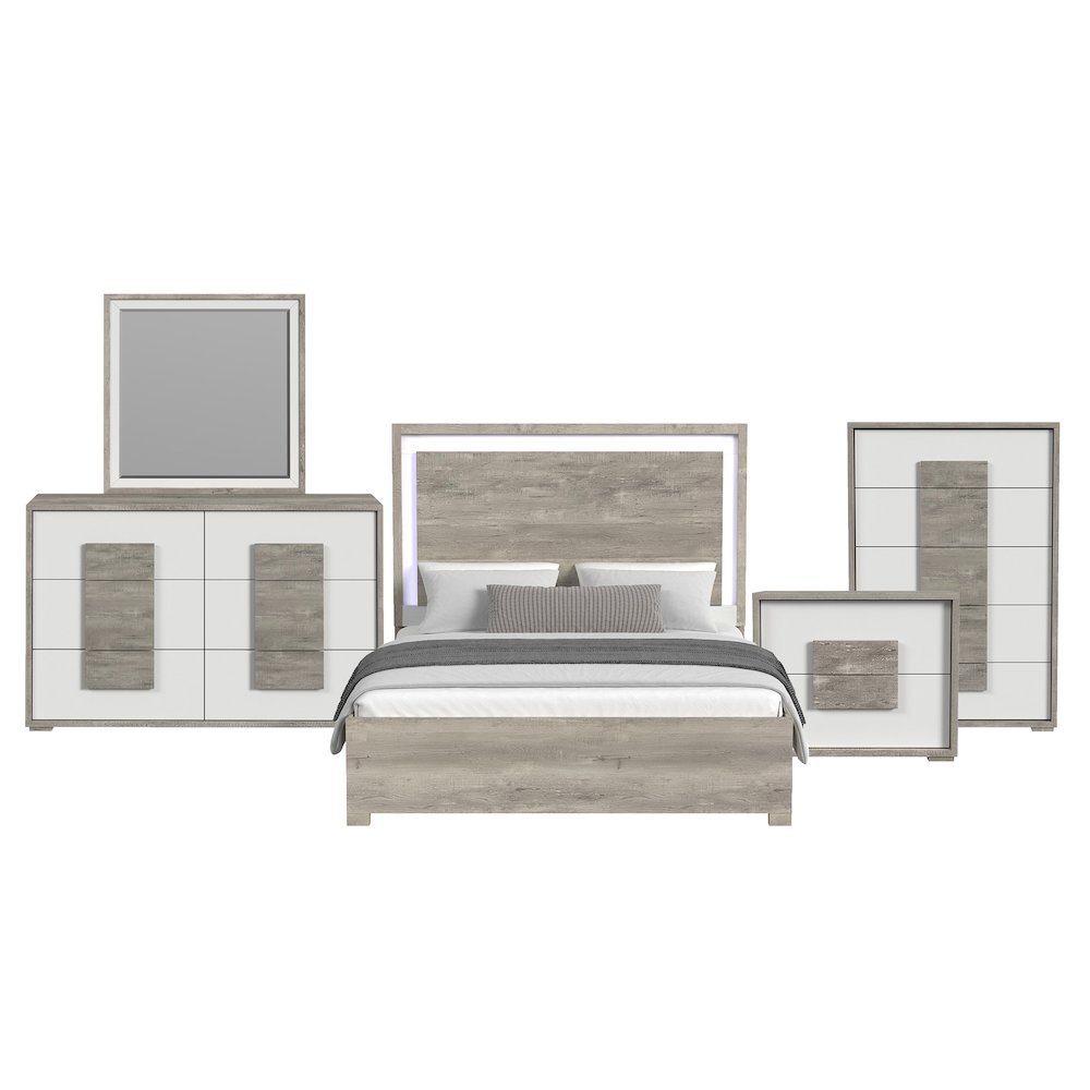 San Matteo King 5PC Bedroom Set with LED in Dual Tone. Picture 1