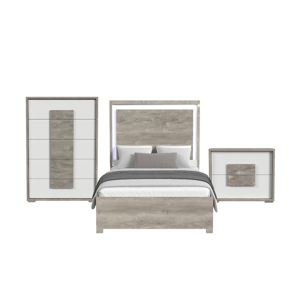 San Matteo Queen 3PC Bedroom Set with LED in Dual Tone. Picture 1