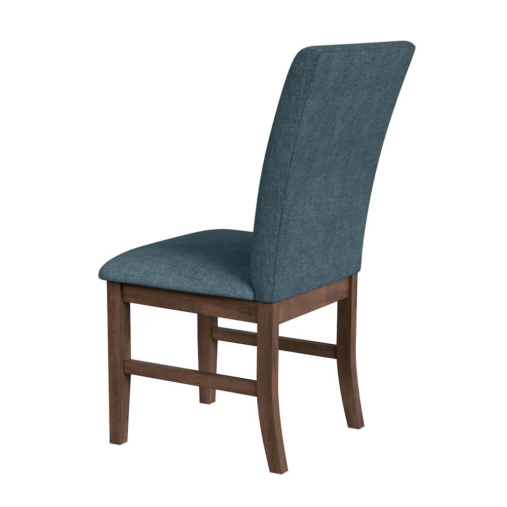 Veronica Dining Side Chair with Denim Blue Fabric in Walnut. Picture 6
