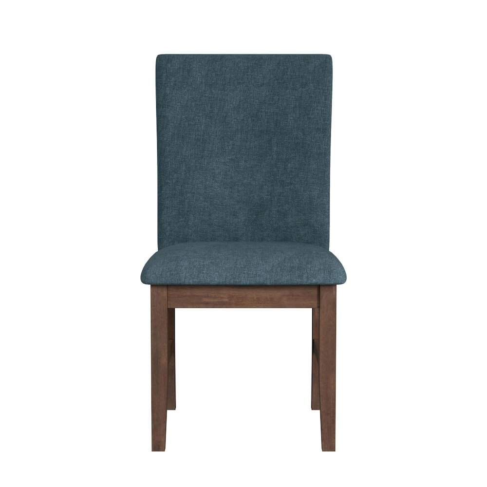 Veronica Dining Side Chair with Denim Blue Fabric in Walnut. Picture 5