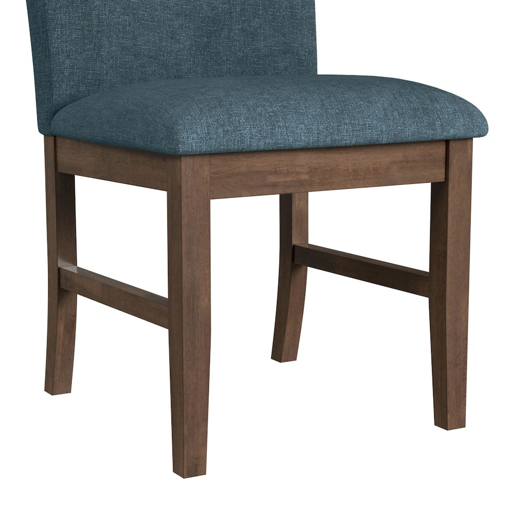 Veronica Dining Side Chair with Denim Blue Fabric in Walnut. Picture 9