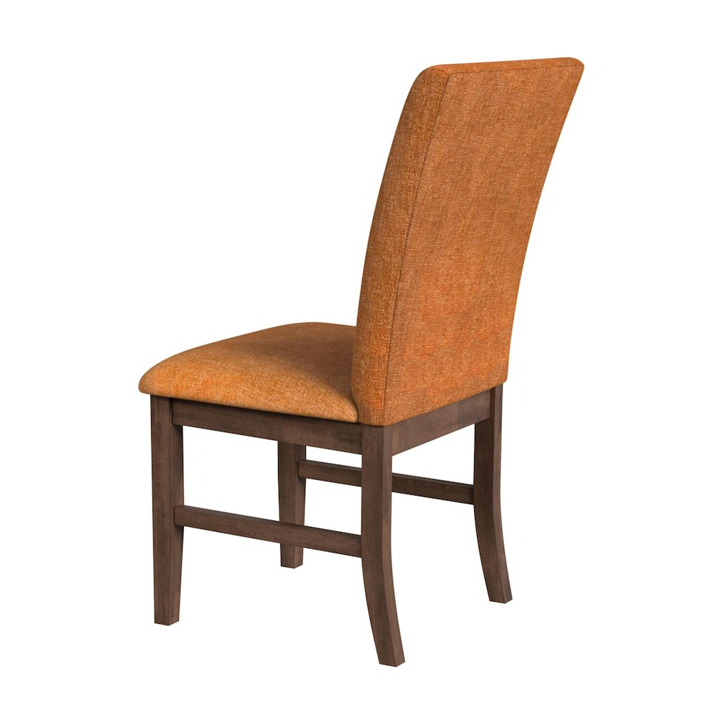 Veronica Dining Side Chair with Orange Fabric in Walnut. Picture 6