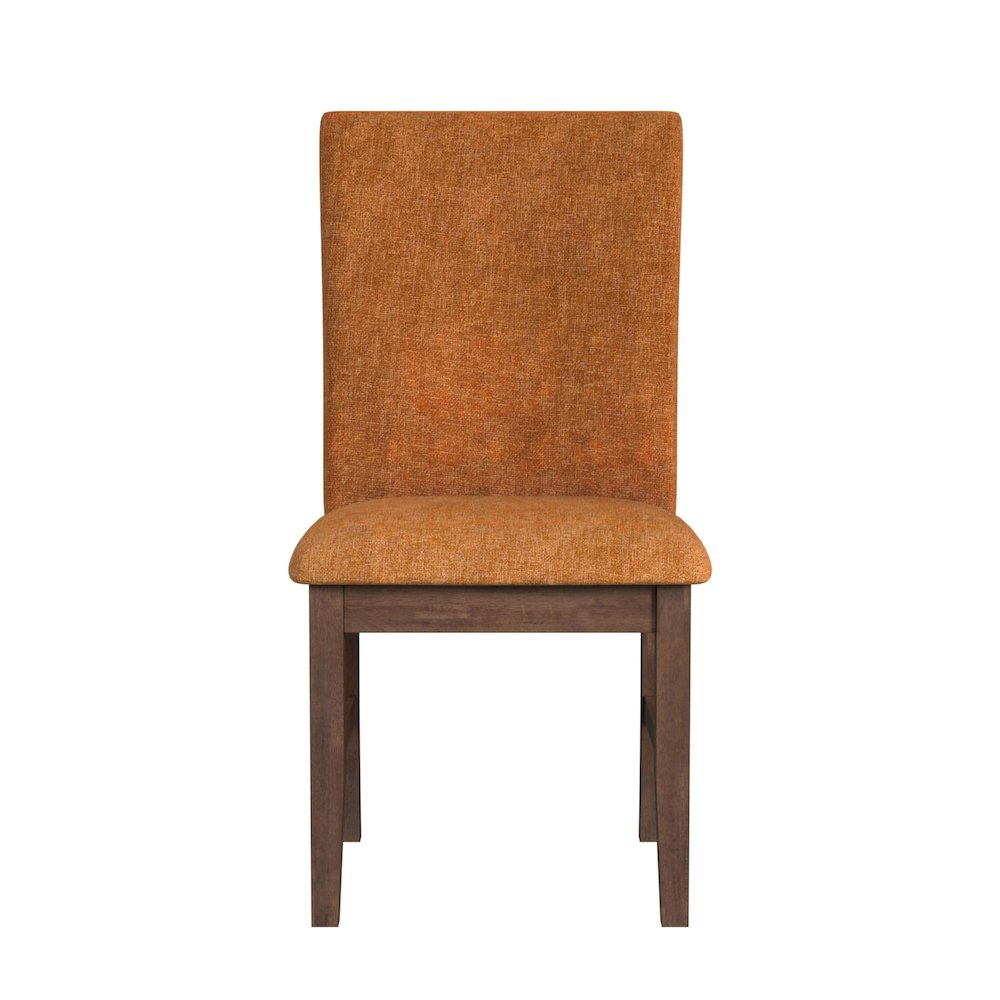 Veronica Dining Side Chair with Orange Fabric in Walnut. Picture 5