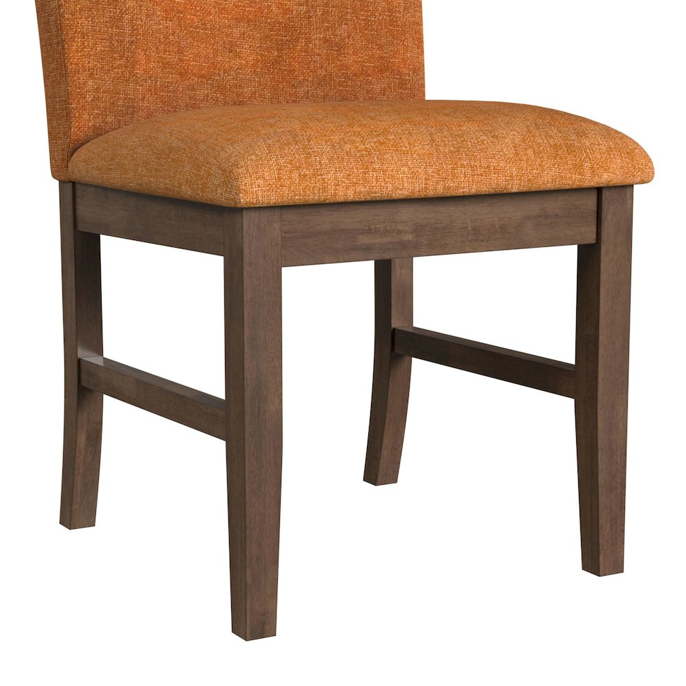 Veronica Dining Side Chair with Orange Fabric in Walnut. Picture 9