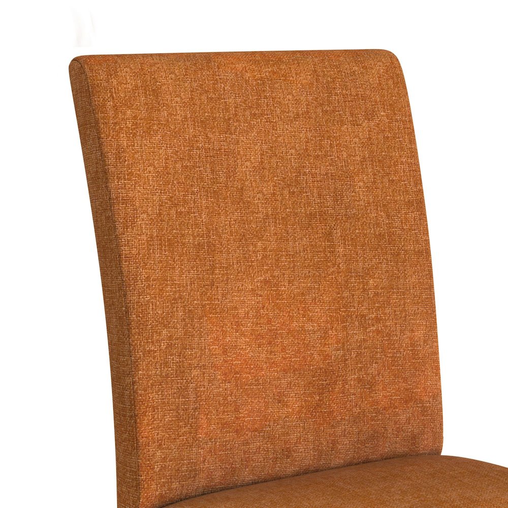 Veronica Dining Side Chair with Orange Fabric in Walnut. Picture 8