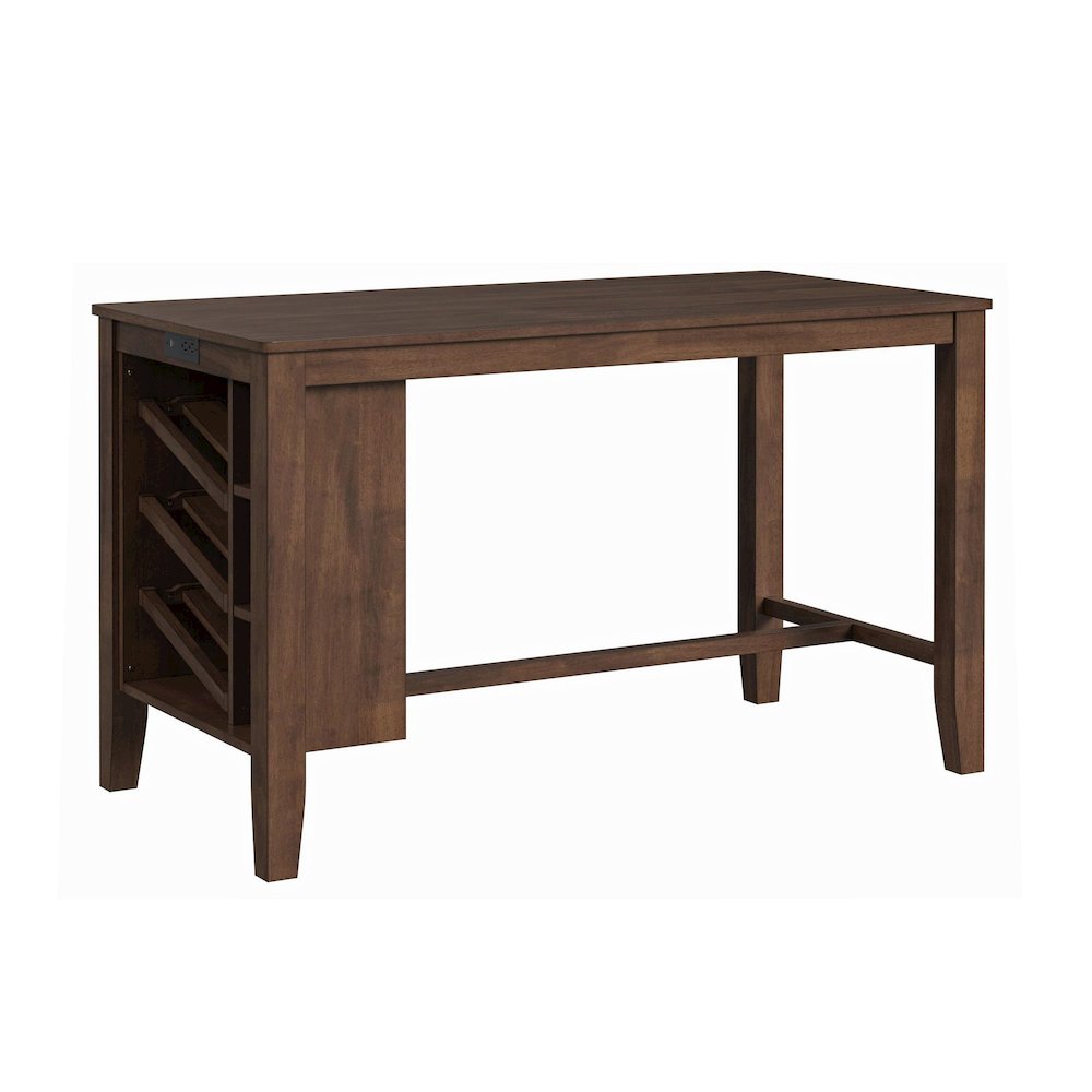 Veronica Kitchen Island & 2 Counter Stools with Dark Grey Fabric in Walnut. Picture 1