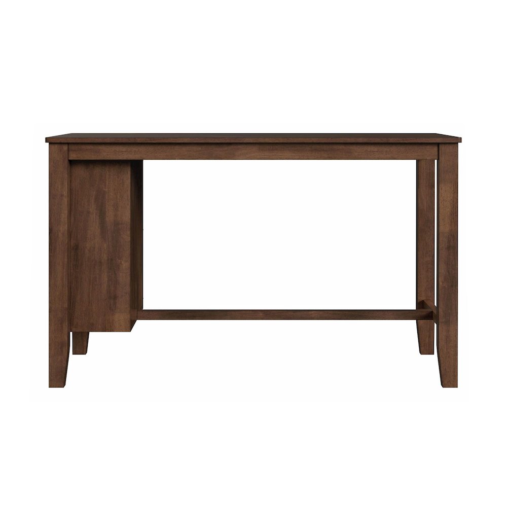 Veronica Kitchen Island & 2 Counter Stools with Dark Grey Fabric in Walnut. Picture 3