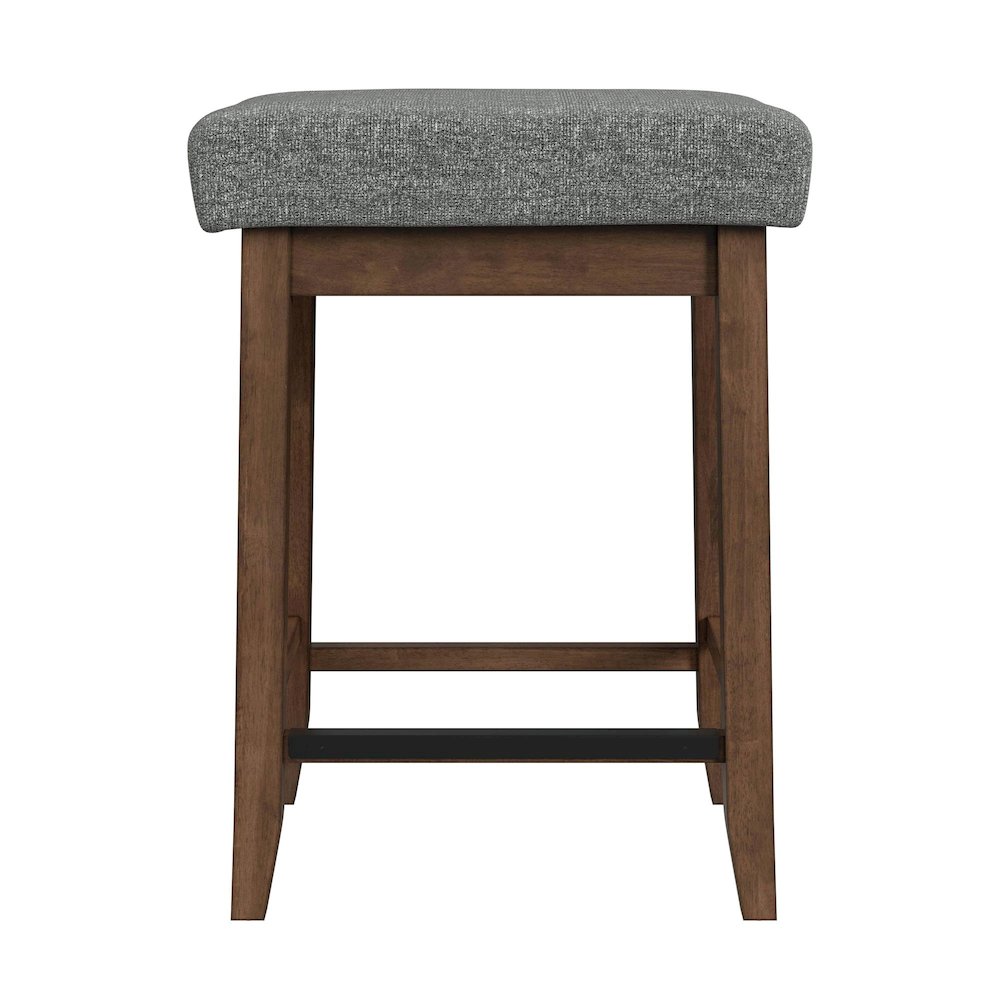 Veronica Kitchen Island & 2 Counter Stools with Dark Grey Fabric in Walnut. Picture 6