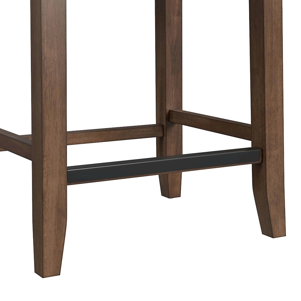 Veronica Kitchen Island & 2 Counter Stools with Dark Grey Fabric in Walnut. Picture 11