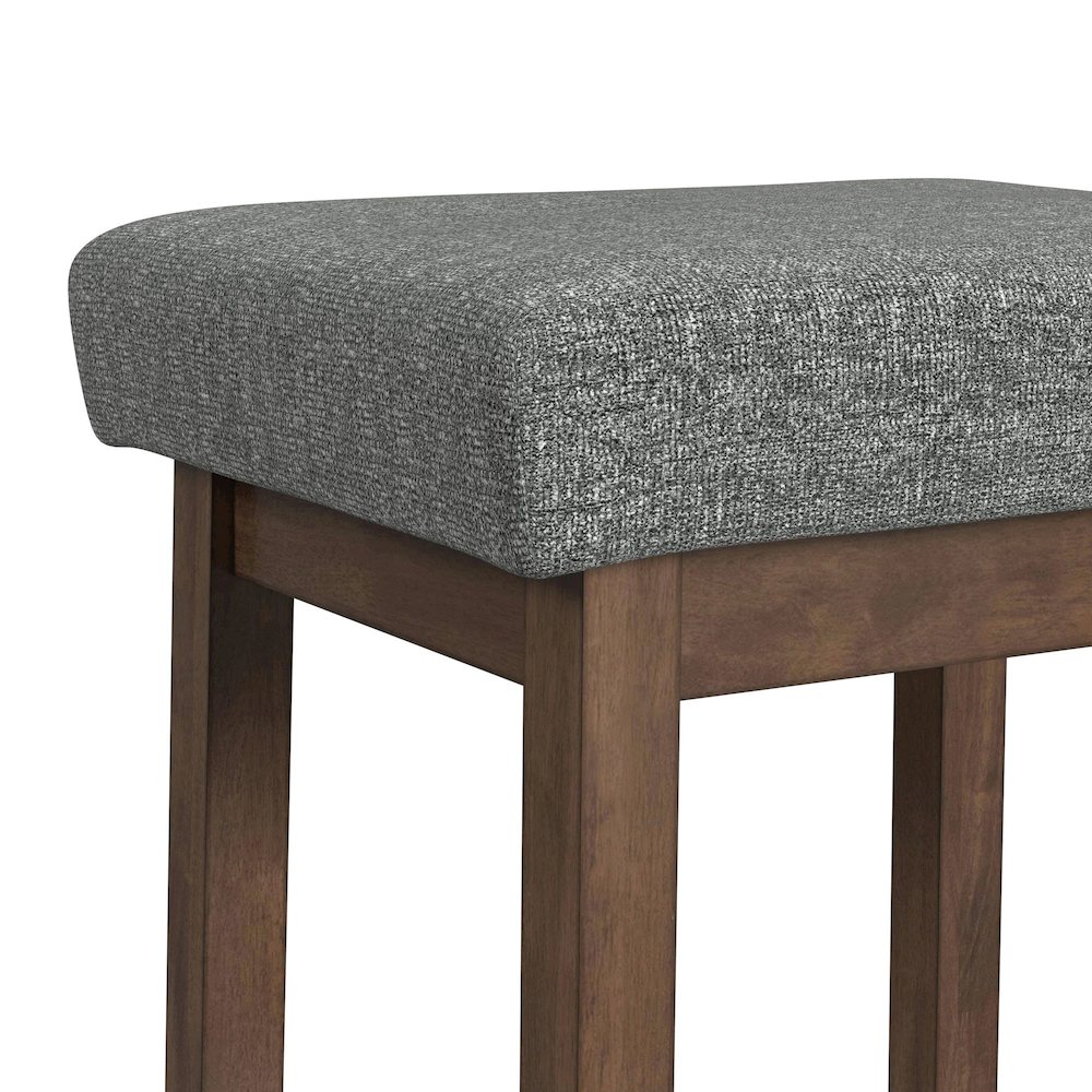 Veronica Kitchen Island & 2 Counter Stools with Dark Grey Fabric in Walnut. Picture 10