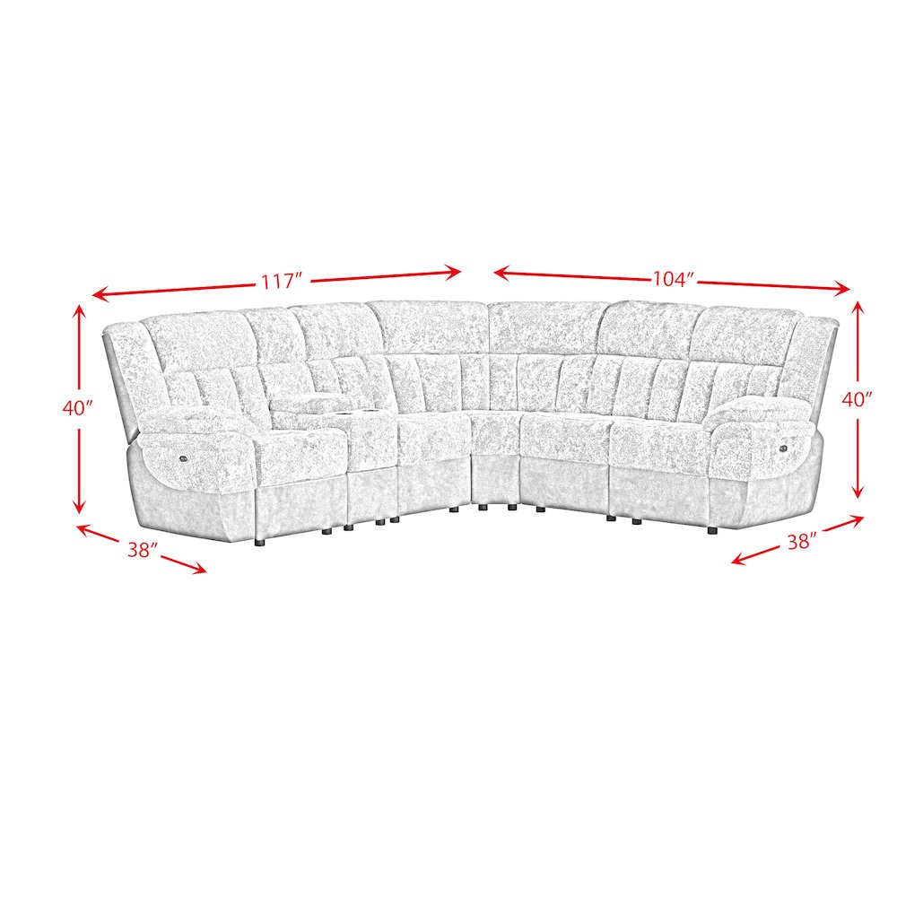 Celeste 6PC Motion Sectional Set in Dillon/Shire Cappuccino. Picture 10