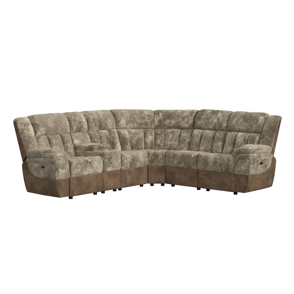 Celeste 6PC Motion Sectional Set in Dillon/Shire Cappuccino. Picture 1