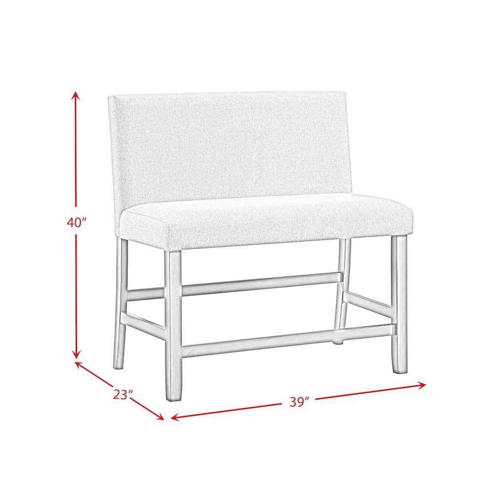 Hester Counter Bench with Upholstered Back and Grey Fabric in Brown. Picture 6