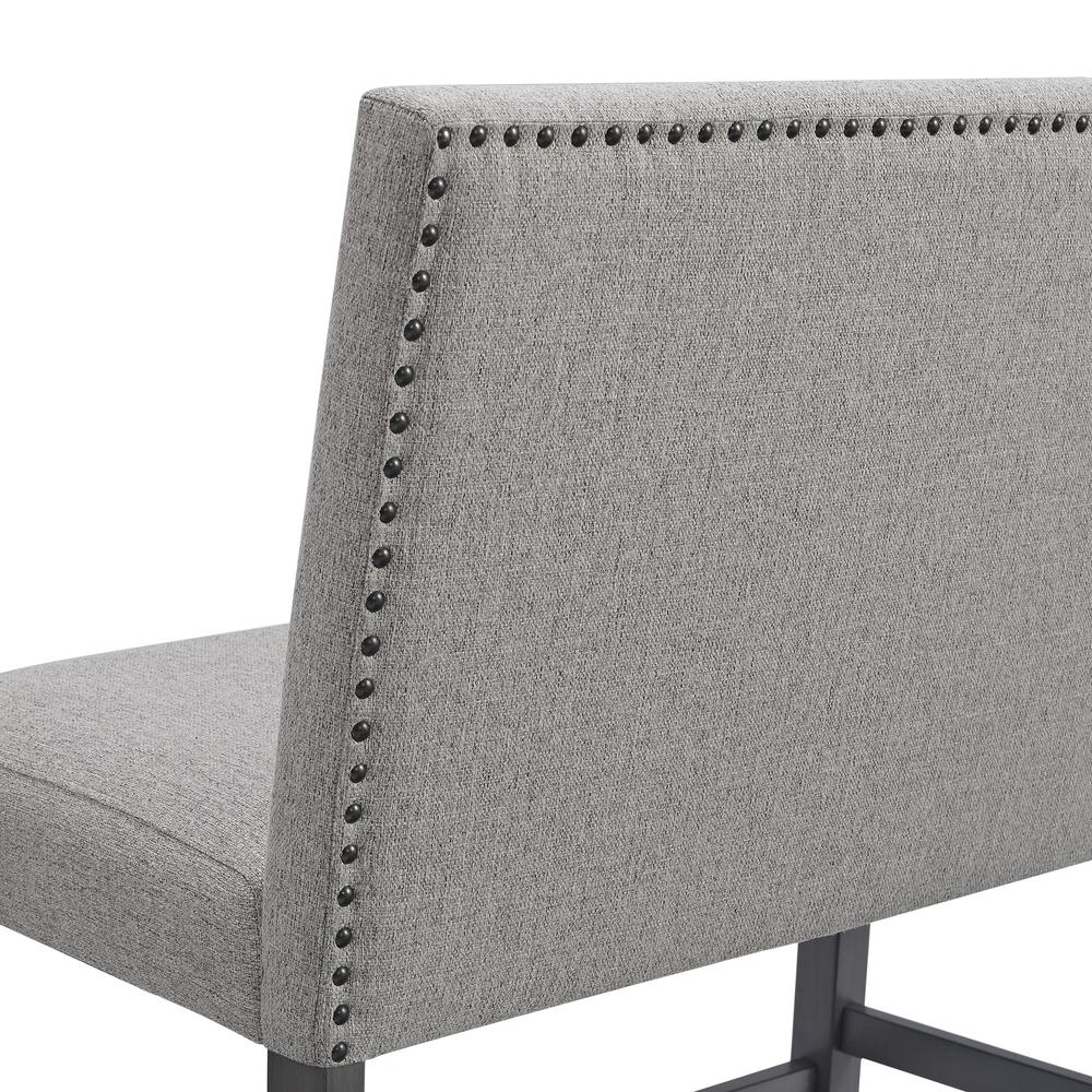 Hester Counter Bench with Upholstered Back and Grey Fabric in Grey. Picture 5