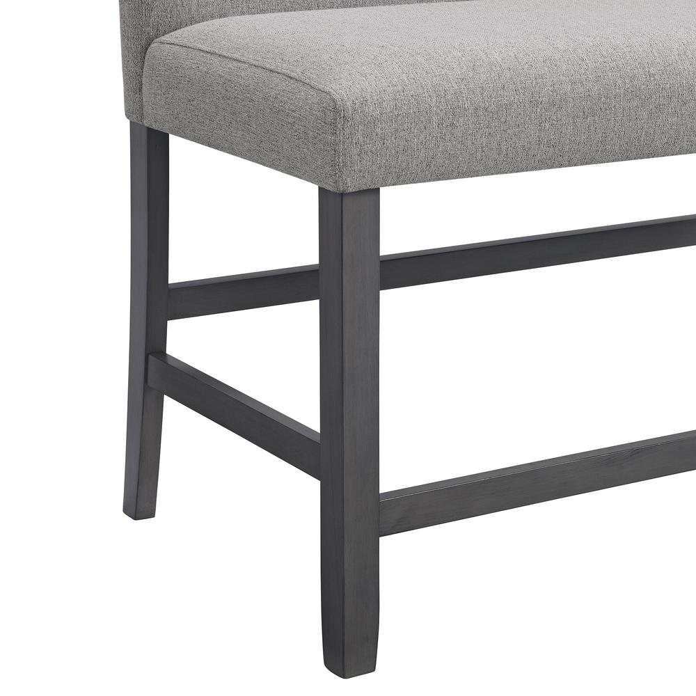 Hester Counter Bench with Upholstered Back and Grey Fabric in Grey. Picture 6