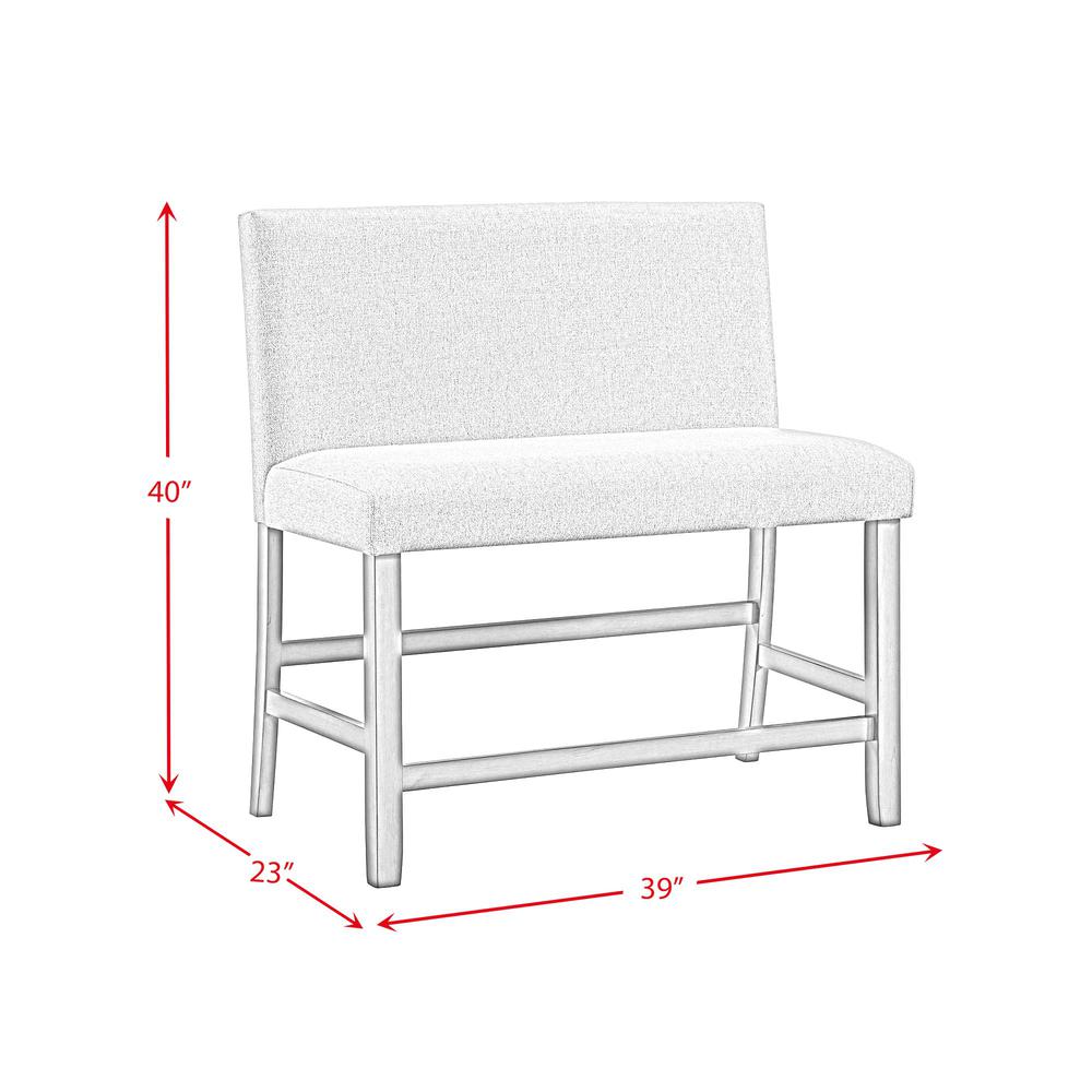 Hester Counter Bench with Upholstered Back and Grey Fabric in Grey. Picture 4