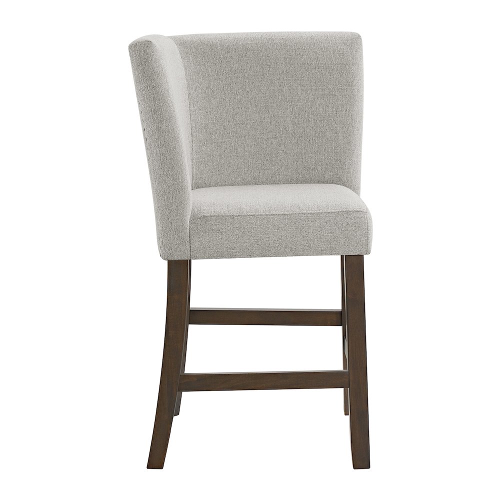 Hester Counter Corner Bench with Upholstered Back and Grey Fabric in Brown. Picture 2