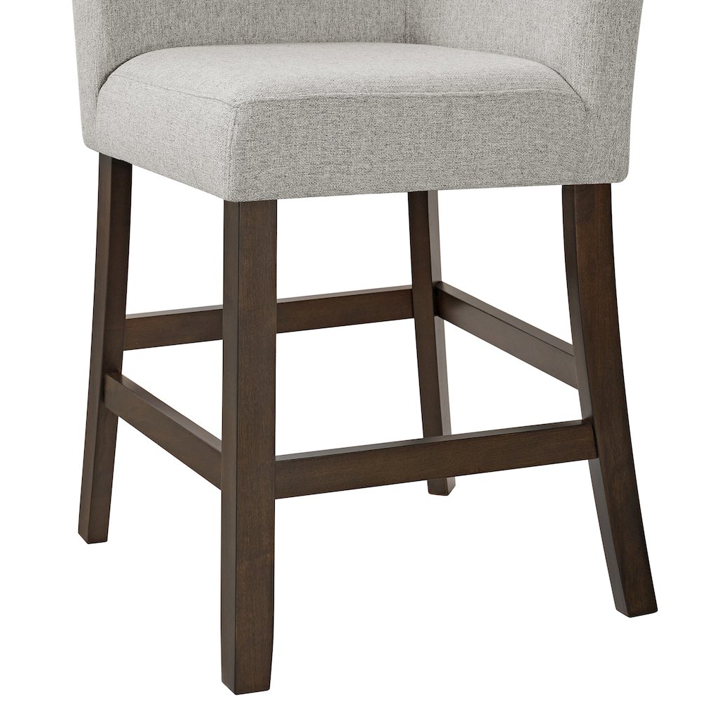 Hester Counter Corner Bench with Upholstered Back and Grey Fabric in Brown. Picture 5