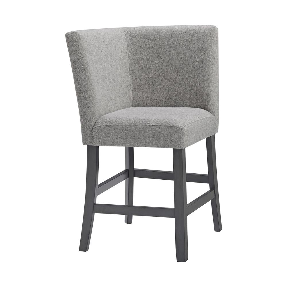 Hester Counter Corner Bench with Upholstered Back and Grey Fabric in Grey. Picture 1