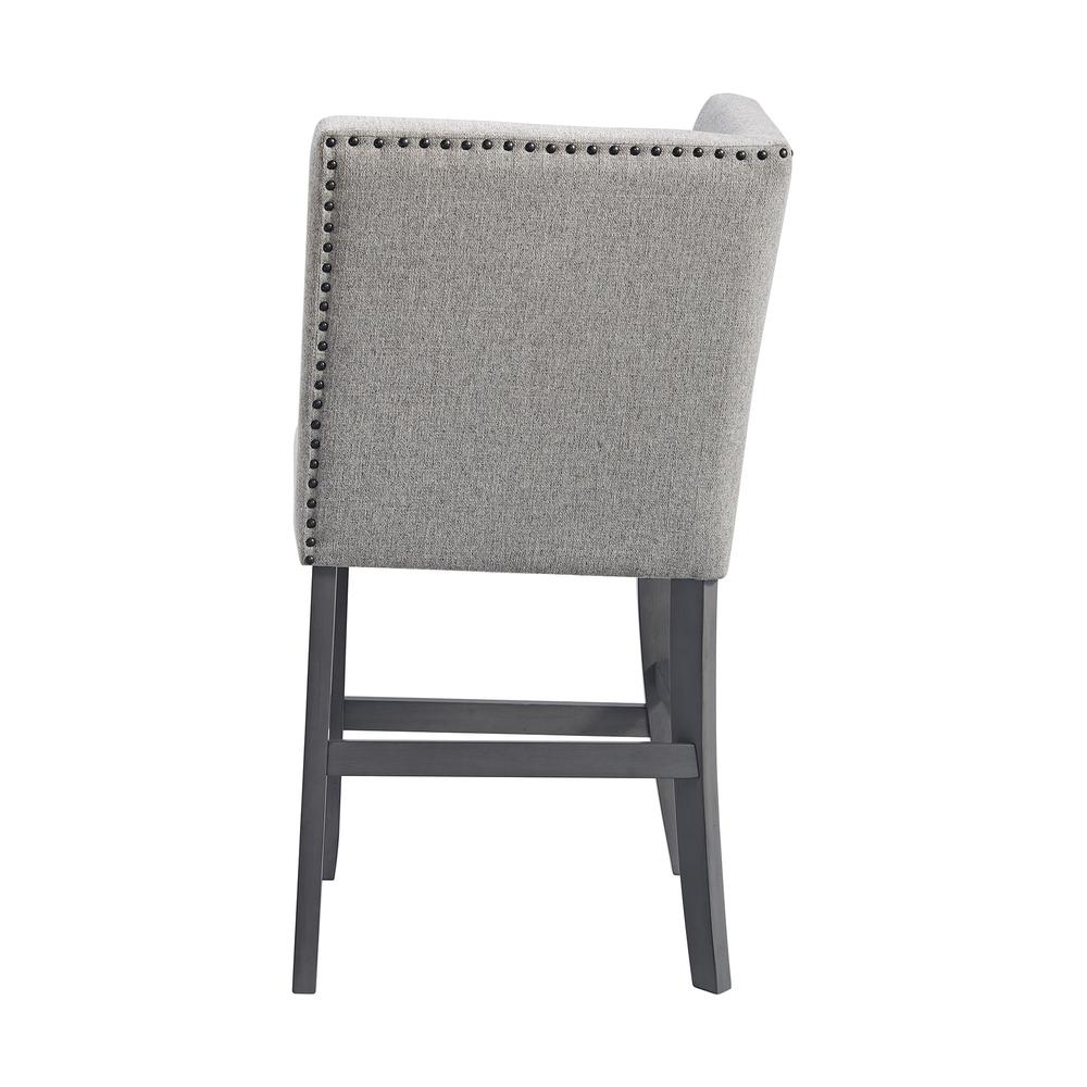 Hester Counter Corner Bench with Upholstered Back and Grey Fabric in Grey. Picture 3