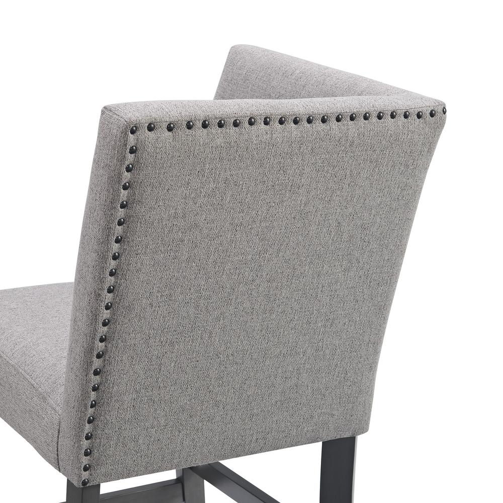Hester Counter Corner Bench with Upholstered Back and Grey Fabric in Grey. Picture 5