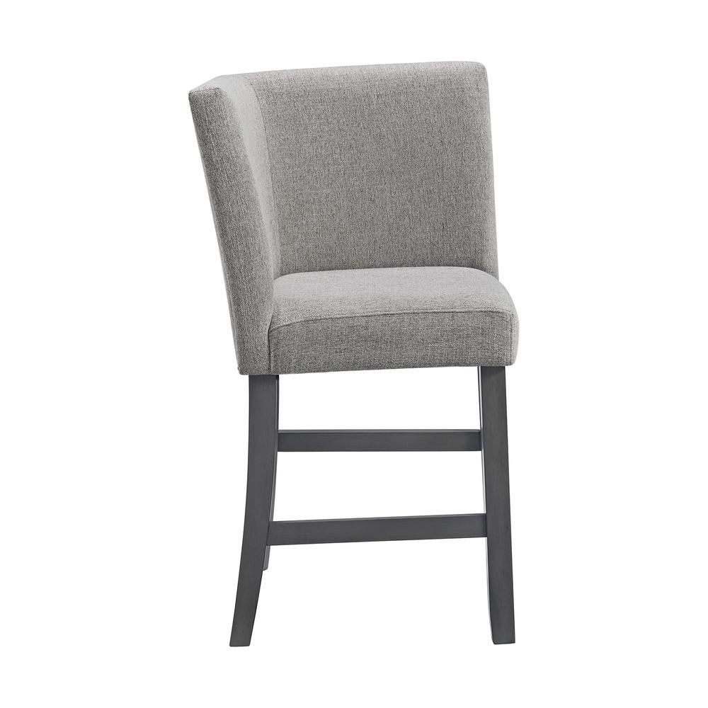 Hester Counter Corner Bench with Upholstered Back and Grey Fabric in Grey. Picture 2