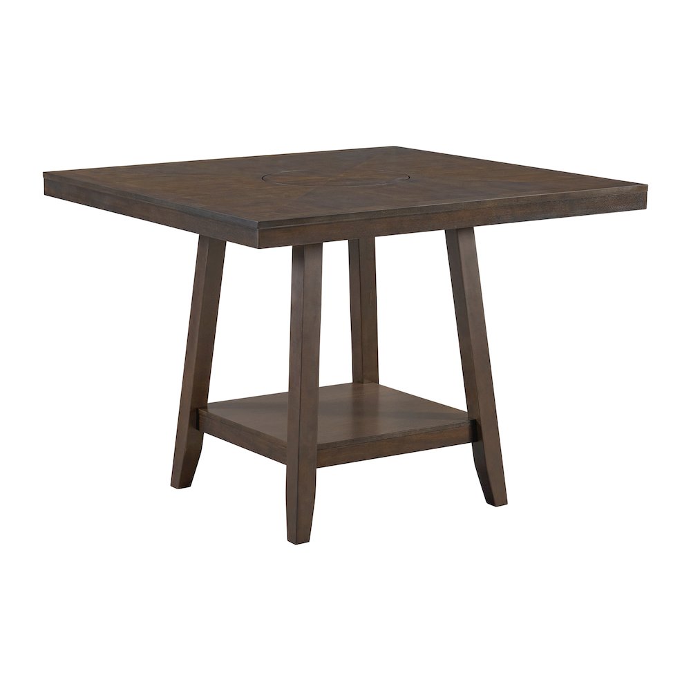 Hester Square Counter Table with Lazy Susan in Brown. Picture 1