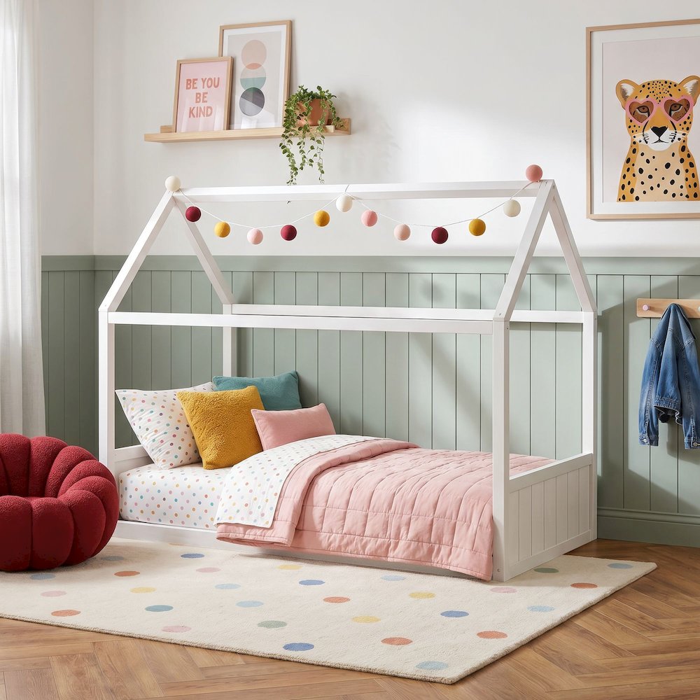 Santino Full Montessori Bed in White. Picture 1