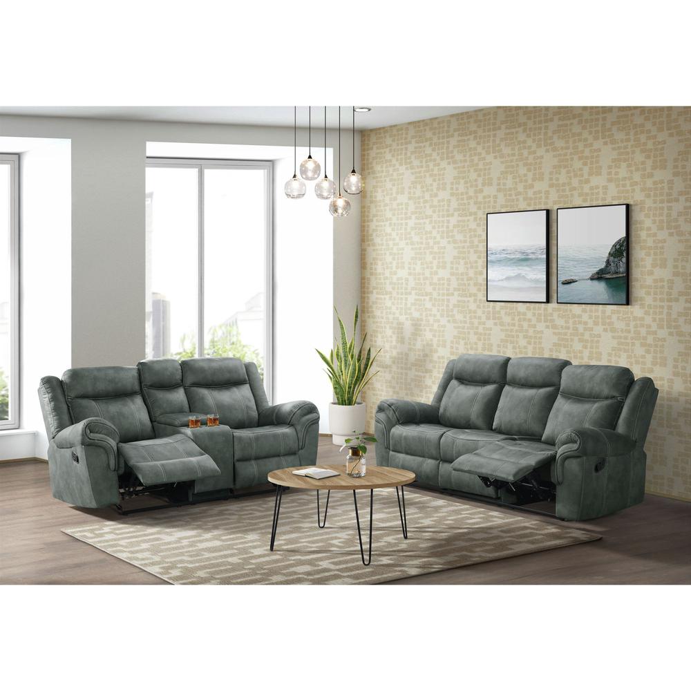 Tasso 2PC Living Room Set in FB367 Charcoal-Sofa & Loveseat. Picture 9