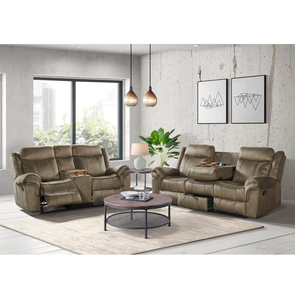 Tasso 2PC Living Room Set in T101 Brown-Sofa & Loveseat. Picture 11