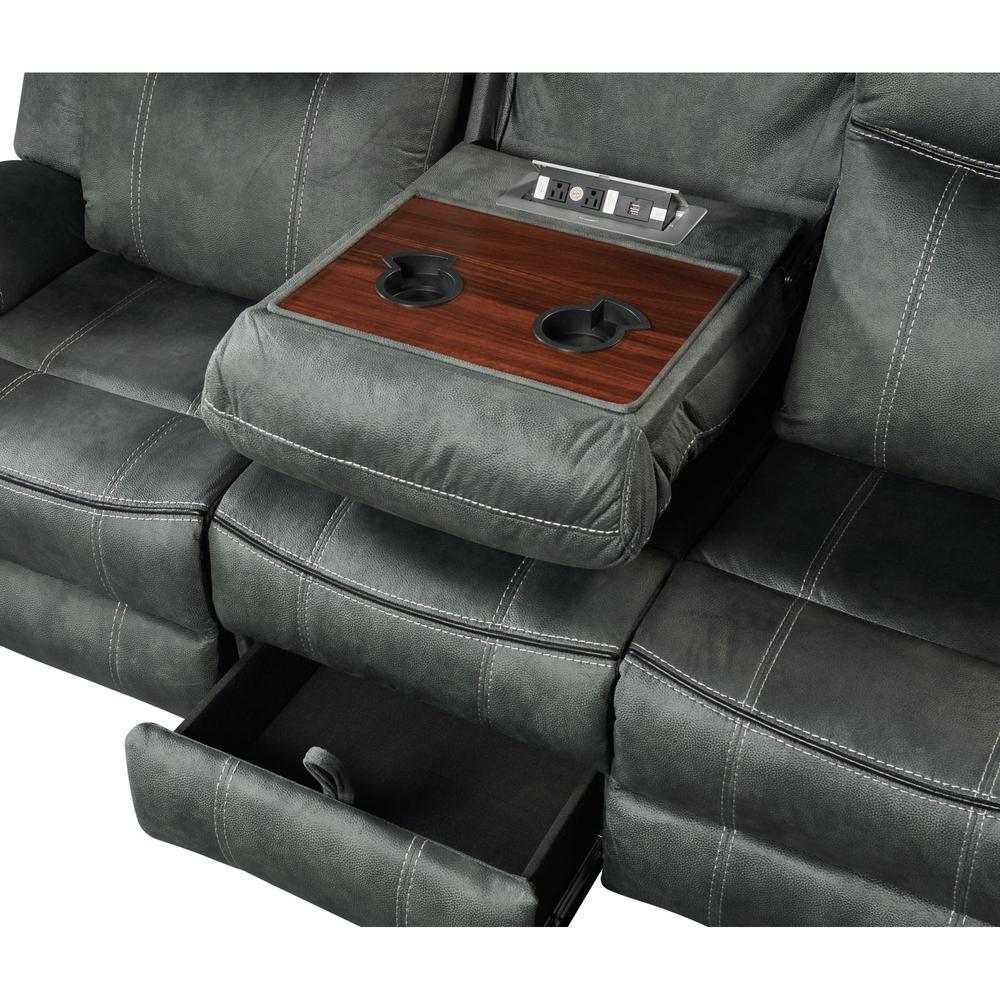 Tasso 2PC Living Room Set in FB367 Charcoal-Sofa & Loveseat. Picture 8
