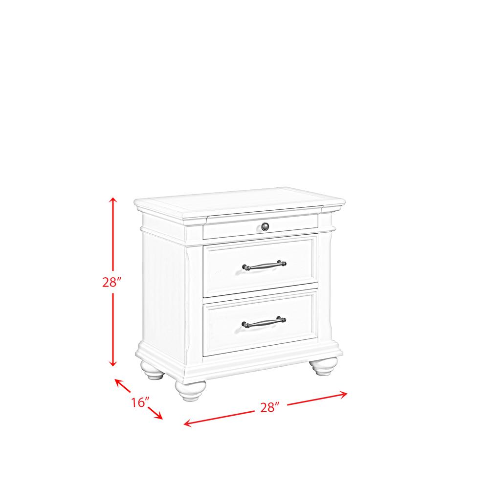 Brooks 3-Drawer Nightstand with USB Ports in Antique White. Picture 4