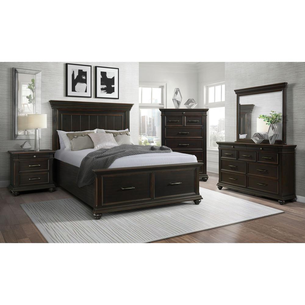 Brooks Queen Platform Storage 4PC Bedroom Set in Black. Picture 13