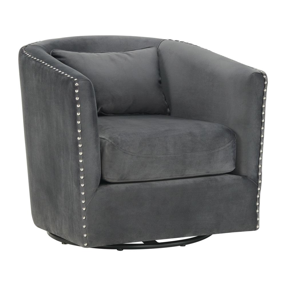 Zola Swivel Chair in Gun Metal. Picture 1