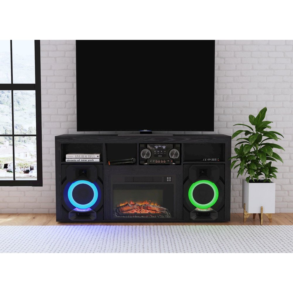 San Andreas  Fireplace with Sound System in Black. Picture 3