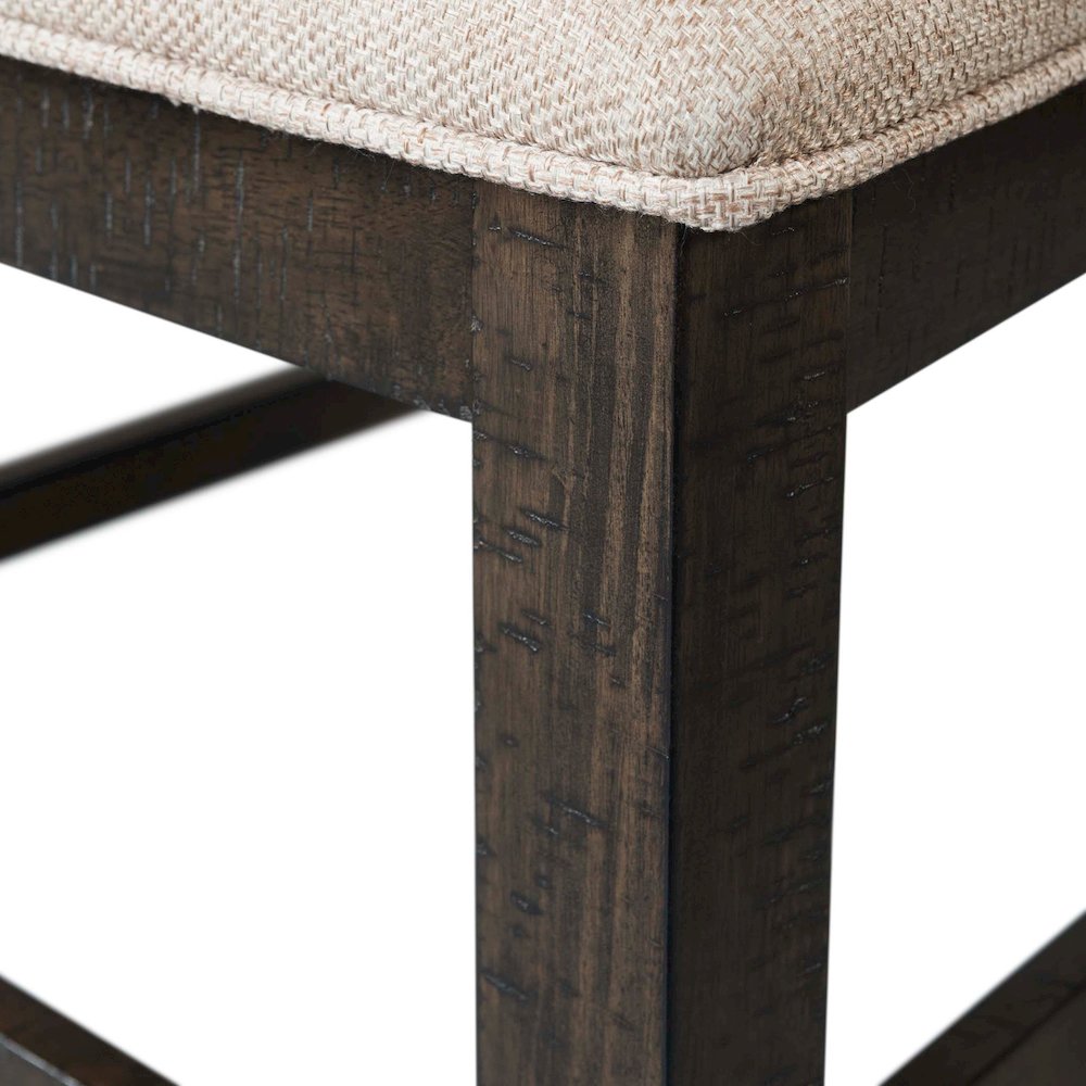 Stanford 6PC Dining Set in Charcoal-Table, 4 Wooden Swirl Back Side Chairs,Bench. Picture 6