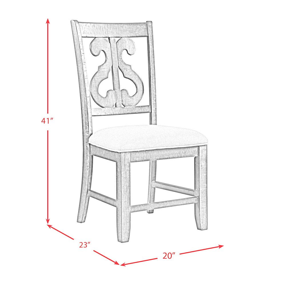Stanford 6PC Dining Set in Charcoal-Table, 4 Wooden Swirl Back Side Chairs,Bench. Picture 9