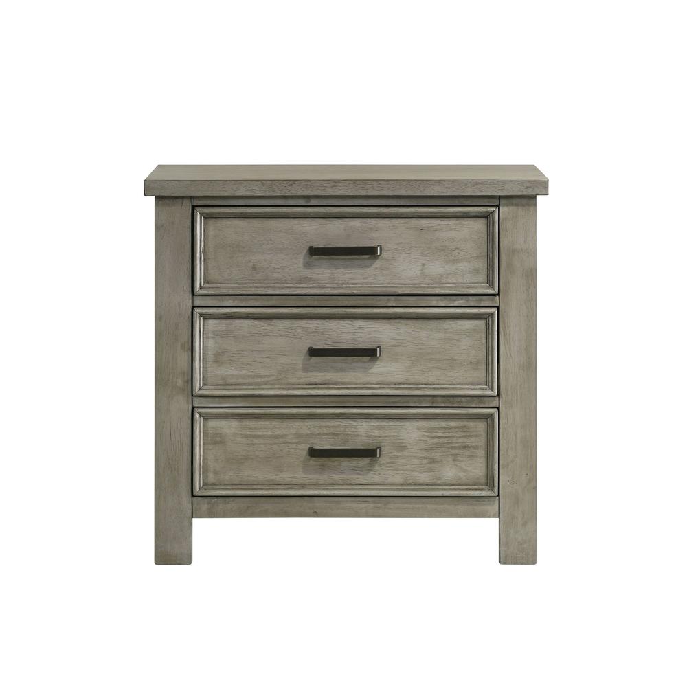 Damen 3-Drawer Nightstand in Drift Grey. Picture 2