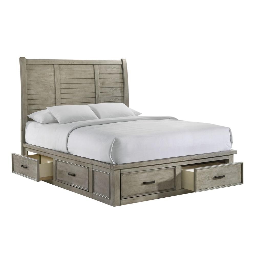Damen Queen Storage Bed in Drift Grey. Picture 2
