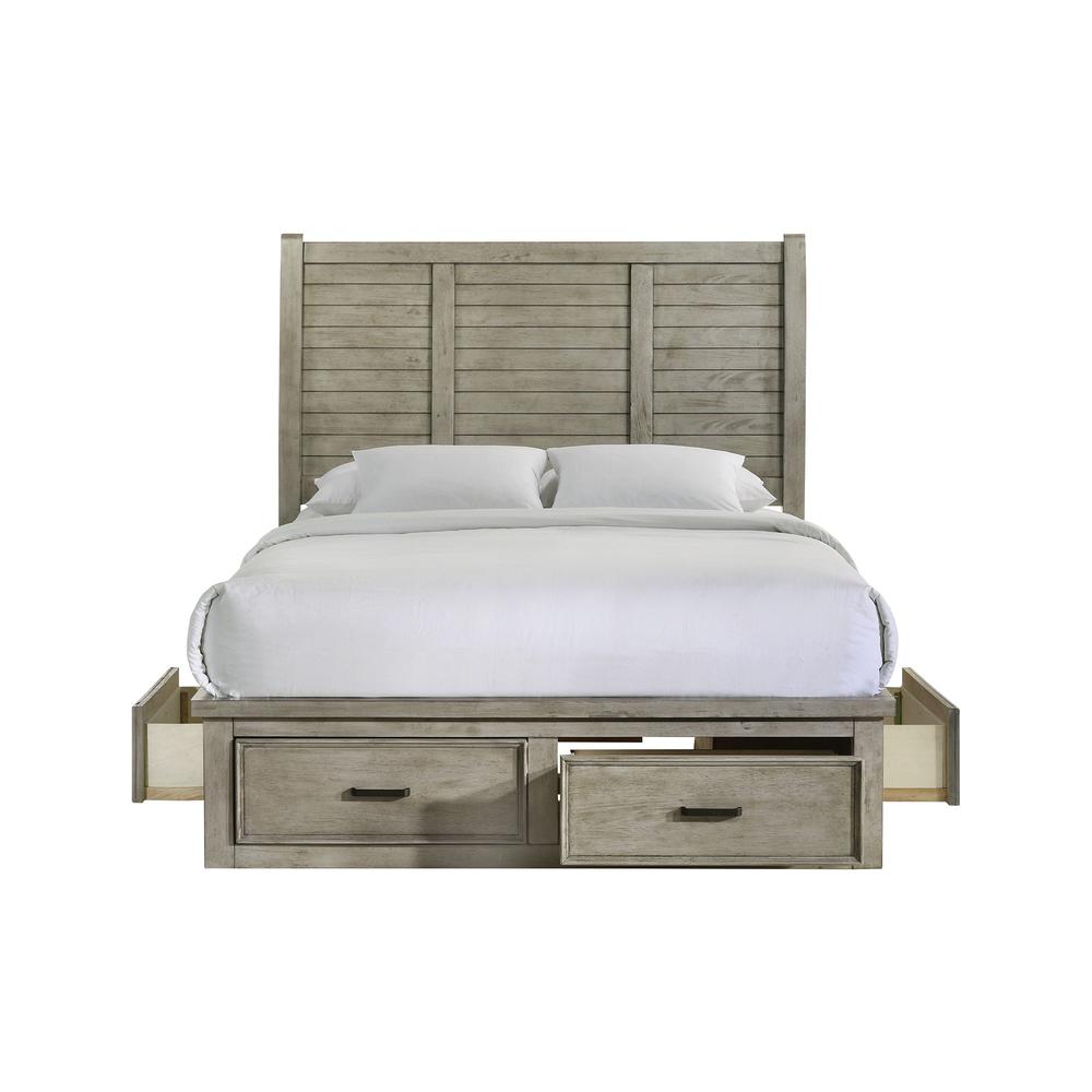 Damen Queen Storage Bed in Drift Grey. Picture 4