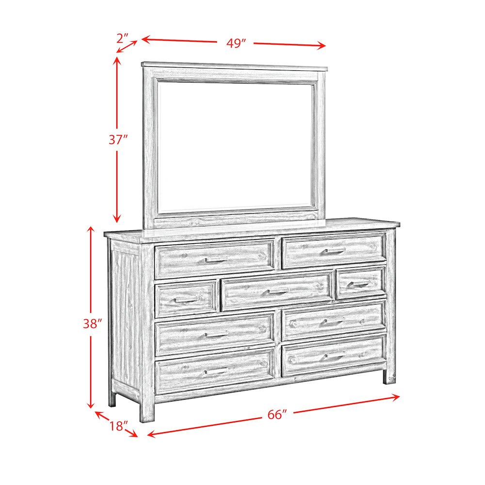 Damen Dresser and Mirror Set in Rich Cherry. Picture 7