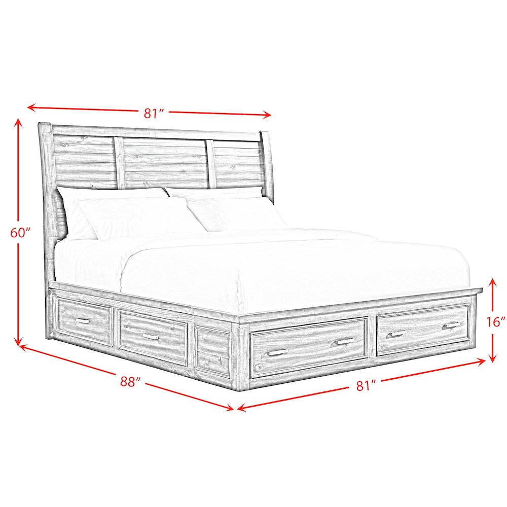 Damen King Storage Bed in Rich Cherry. Picture 7